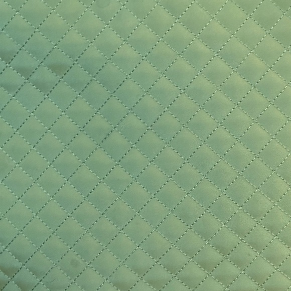 🌟3xHP🌟VTG 1990s Green Quilted Tote Bag Dark Brown Leather Trim Casual Corner - Picture 12 of 15